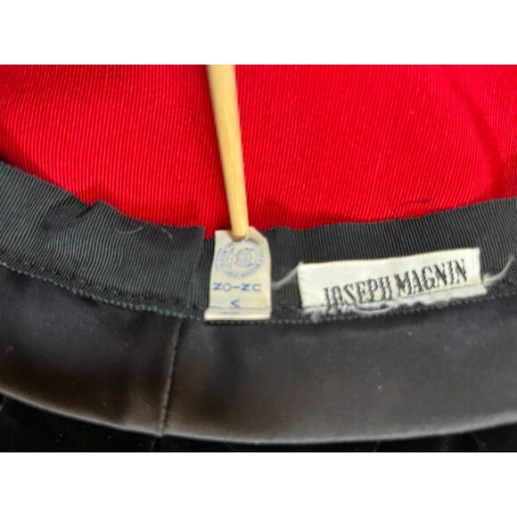 Joseph Magnin Black Velvet Tam Beret Hat Satin Bow Vintage Womens main image 4